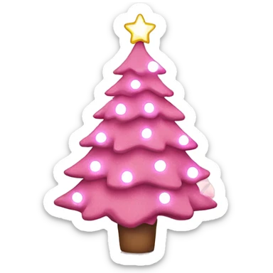 Pink Christmas tree with white lights and ornaments  sticker