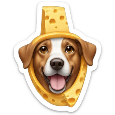 Dog wearing cheese hat sticker