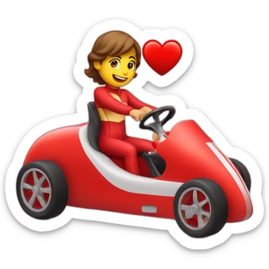 Red heart riding race car sticker