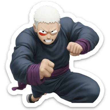 gojo from jujutsu kaisen punching a bald superhero sticker
