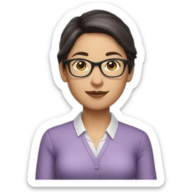 girl teacher in glasses with dark hair teacher in a lilac shirt sticker