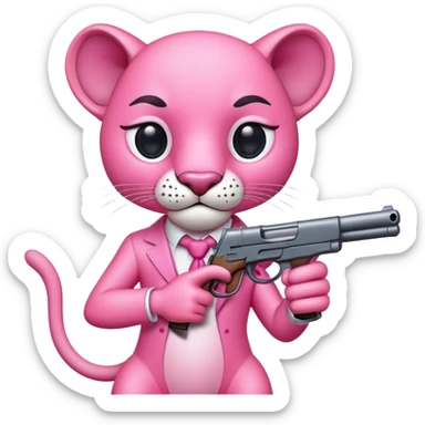 Pink panther with gun sticker