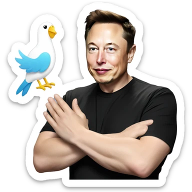 Elon musk giving the twitter bird a handshake sticker