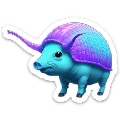 Vaporwave spotted cyan purple gradient pig armadillo cow centipede insect sticker