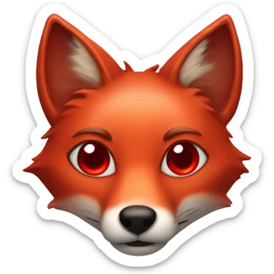 dark red fox face with tiny red heart instead of eyes sticker