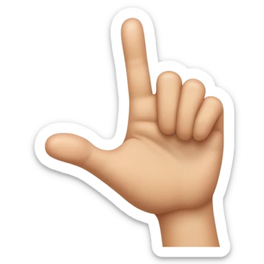 The hand in the image is making a gesture where the thumb and pinky are both extended outward. The index finger is pointing straight up, while the middle and ring fingers are curled down toward the palm.  sticker