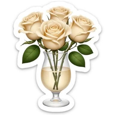 Cream color roses in glass vase sticker