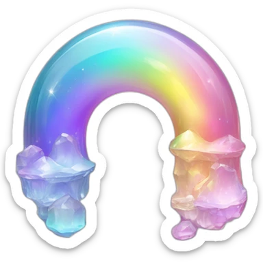 glossy Pastel iridescent glass rainbow crystal crescent sticker