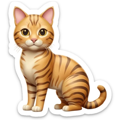 A 3D cartoon golden tabby Bengal cat with realistic striped pattern, warm lighting, natural depth, Memoji-style cinematic detail. full body or half body. sticker