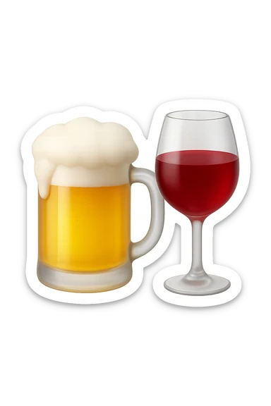 emoji 3d stile iphone che rappresenta un boccale di birra e un calice di vino rosso 3d sticker