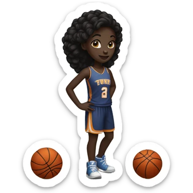 Girl with black skin, tall, playing basketball sticker