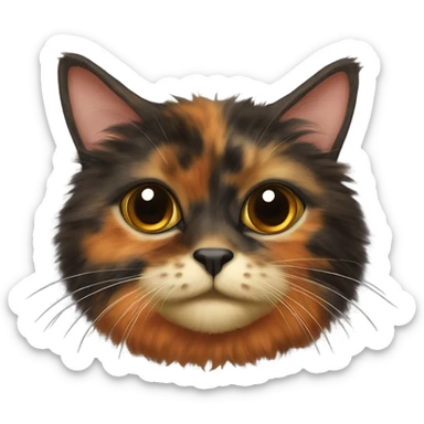 Tortoiseshell cat very hairy mixed color sticker