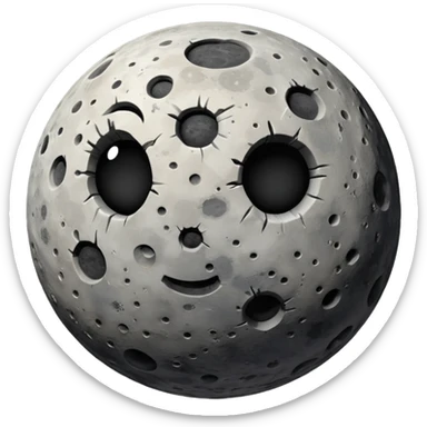 rocky gray planet emoji, round with many craters, rough textured patches, desolate moon sticker