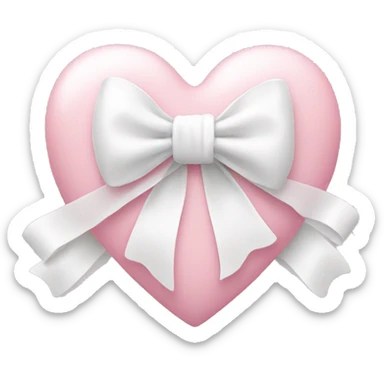 Pastel pink heart with white bow sticker