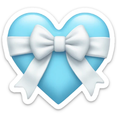 Pastel blue heart with white bow sticker