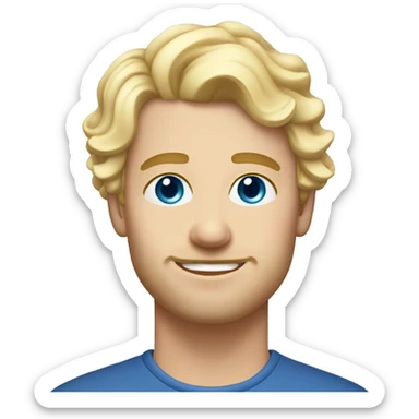 3/4 profile light curl blonde 30yo man blue eyed pale skin sticker