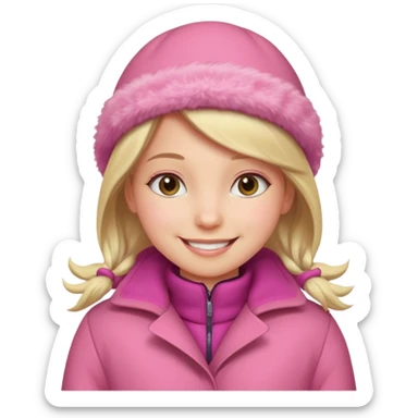 Girl wearing pink winter coat sticker