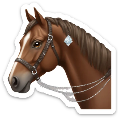 Elegant brown horse with diamond details  sticker