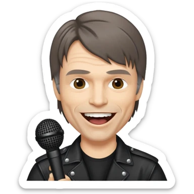 bruce dickinson, metal musician, singing with mirophone sticker