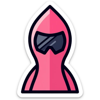 Squid Game guard with pink jumpsuit and black geometric mask sticker