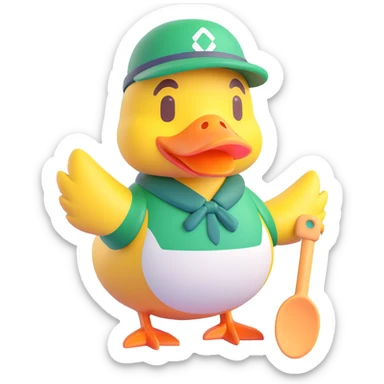 animal crossing character, duck farmer sticker