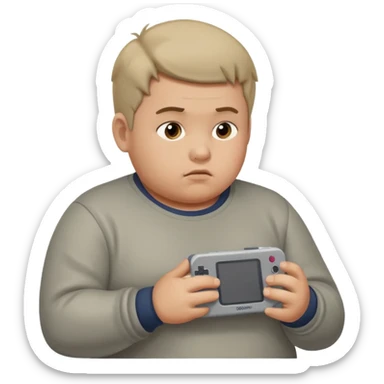 fat boy playing game boy sticker