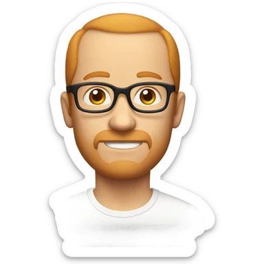 white man, balding ginger hair, ginger sideburns, glasses sticker