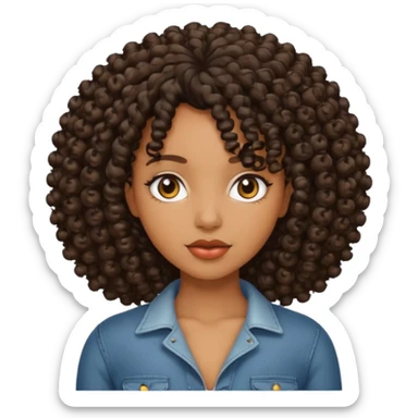 Black girl with curly hair with big bobs sticker