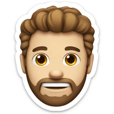 White guy with brown hair and beard and missing front tooth sticker