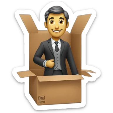 business man in a jack in the box sticker