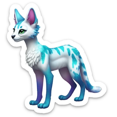 Cute Kawaii Epic Ethereal Sparkly Colorful Sergal-Serval-Vernid full body sticker