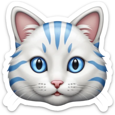 striped cat with blue eyes and white and gray hair sticker