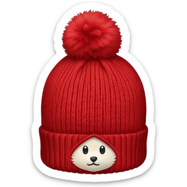 beanie with A fluffy pom-pom sticker