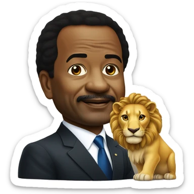 Paul biya sur un lion sticker