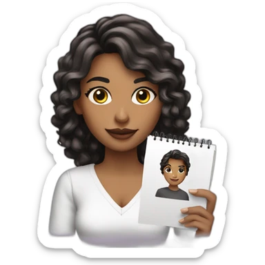 RAQUEL INDRIAGO CON UNA AGENDA PERSONALIZADA EN MANO sticker