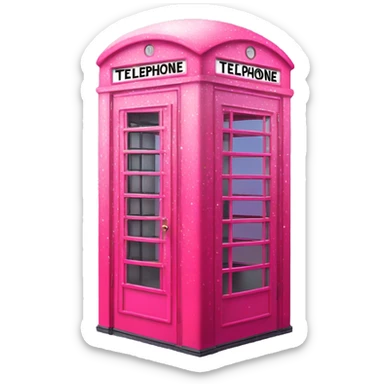 Pink ombre telephone booth with glitter  sticker
