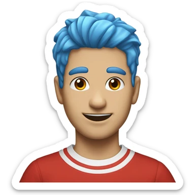 person with blue hair red eyes red ct and fliput socks sticker