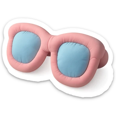 plush cushion sunglasses, stylized and soft, playful colors sticker