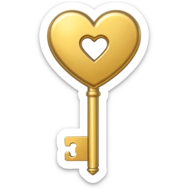 gold basic heart key sticker