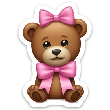 pink bow + teddy bear sticker