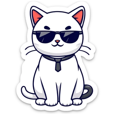 cat wearing cool sunglasses proudly showing off his new tuxedo, stylish, confident pose sticker