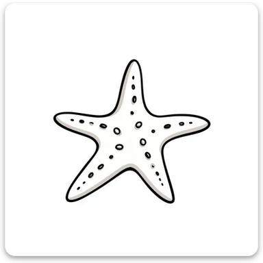 A sea star/starfish with detailed texture in pastel colors (dd9fb0, ffc6d3, a3bfc9, c4bee2, f1b091), hand-drawn doodle style sticker