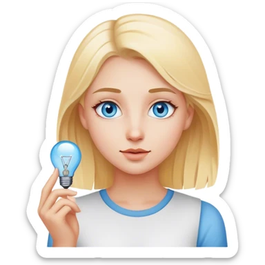 A blonde girl with blue eyes came up with an idea sticker