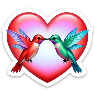 Heart with two hummingbirds on each side  sticker