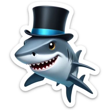 Shark with a top hat sticker