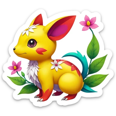 Colorful Floral Fakémon-Pokémon-anime-animal-creature sticker