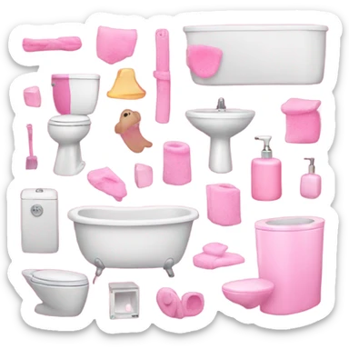 Pink bathroom items sticker