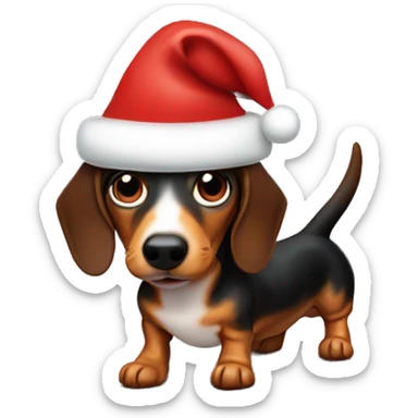 weiner dog with santa hat sticker