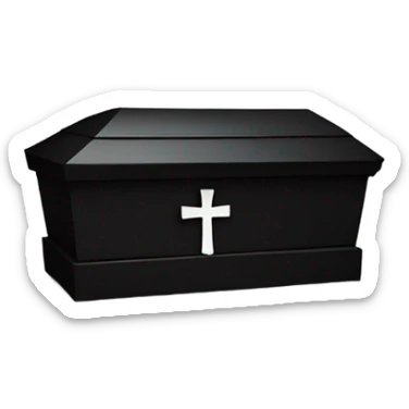 a black coffin with a cross sticker