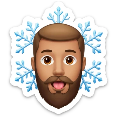 Guy with beard with snowflake on his tongue  sticker